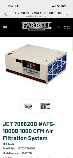 JET 708620B #AFS-1000B 1000 CFM Air Filtration System JET Tools Farrell SKU: JET07-708620B