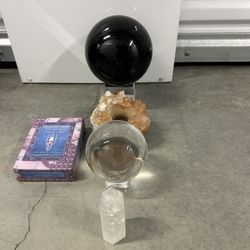 Crystals Angel Cards Crystal Ball Black Clear With Stands