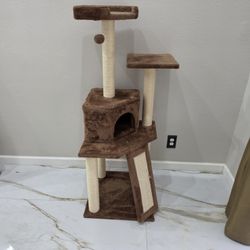 Frisco 52-in Faux Fur Cat Tree & Condo, Brown