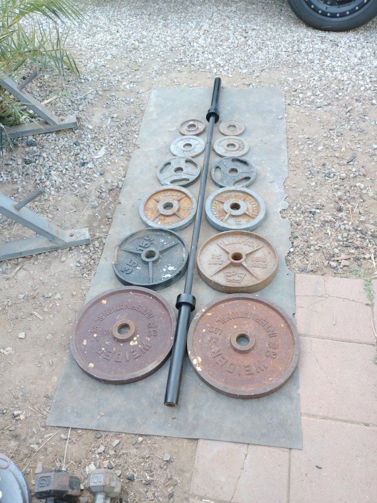 245lbs Olympic Weights+ 45lb Barbell 