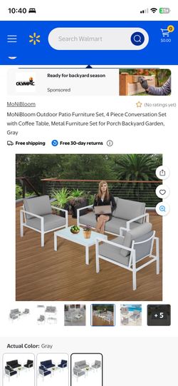 4Pcs Outdoor Furniture Set Patio Conversation Set with Chairs, Loveseat, Table and Cushions (Set of 4