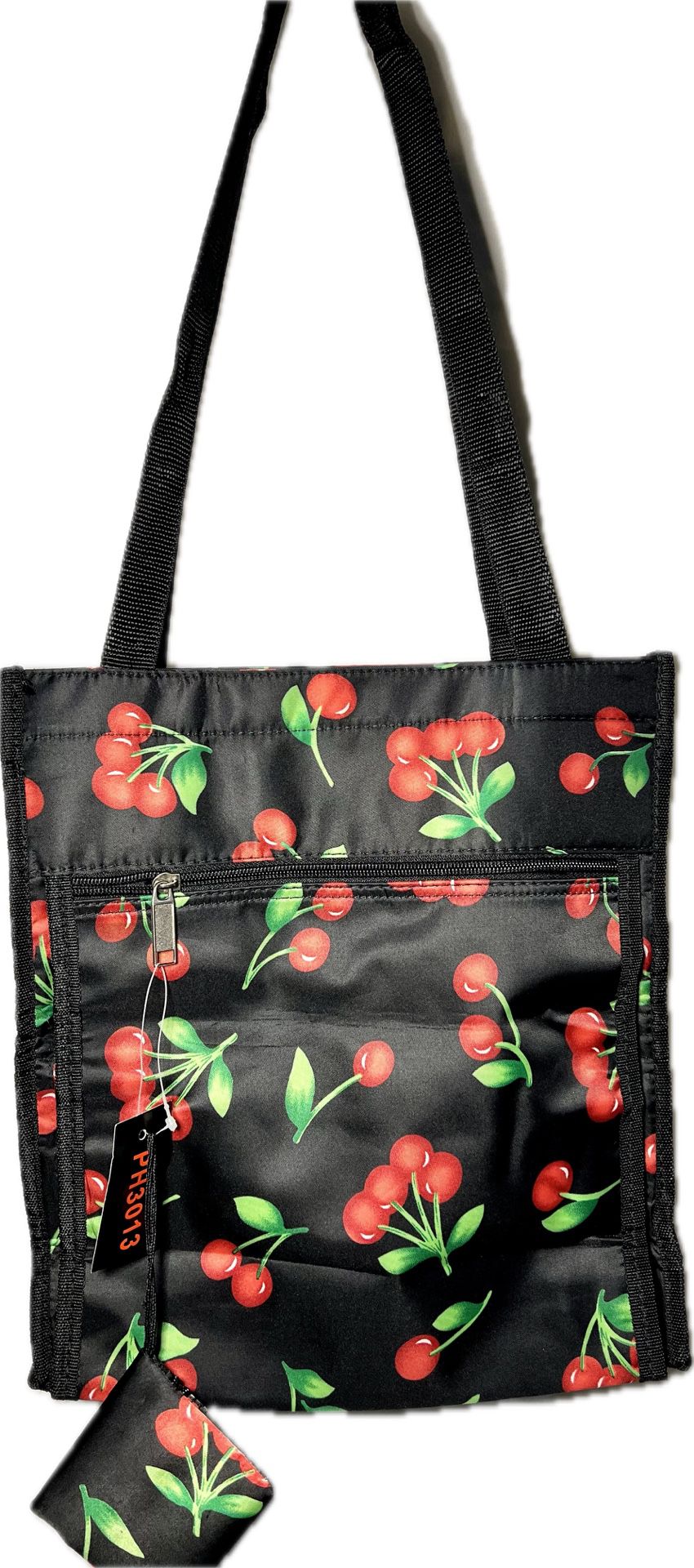 Wild Cherry Print Tote Bag With Coin Purse 13x12x4.5