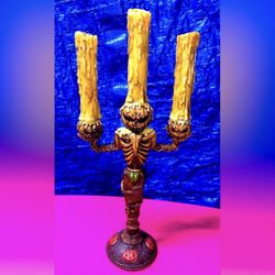 Halloween skeleton candelabra hot wax dripping candles decoration lamp trick 🎃 treat 