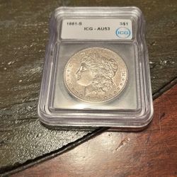1881-S Morgan Silver Dollar Graded AU53 UNC 