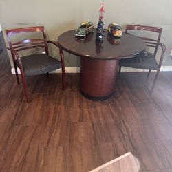 Solid Mahogany Wood Table And Two Chairs