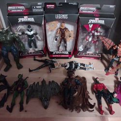 Marvel Legends Spiderman Action Figure Lot - BAF Ultimate Green Goblin, Hobgoblin Shocker Beetle Bullseye Speed Demon Black Cat Boomerang - Toybiz Hot