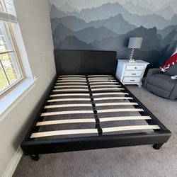 Black queen bed frame