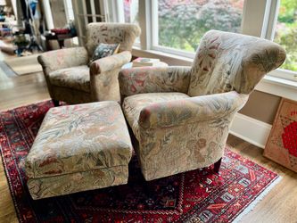Crate & Barrel Armchair Set + Ottoman
