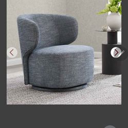 KISLOT Modern Swivel Accent Wrap Around Upholstered Chair For Living Room Bedroom, Denim