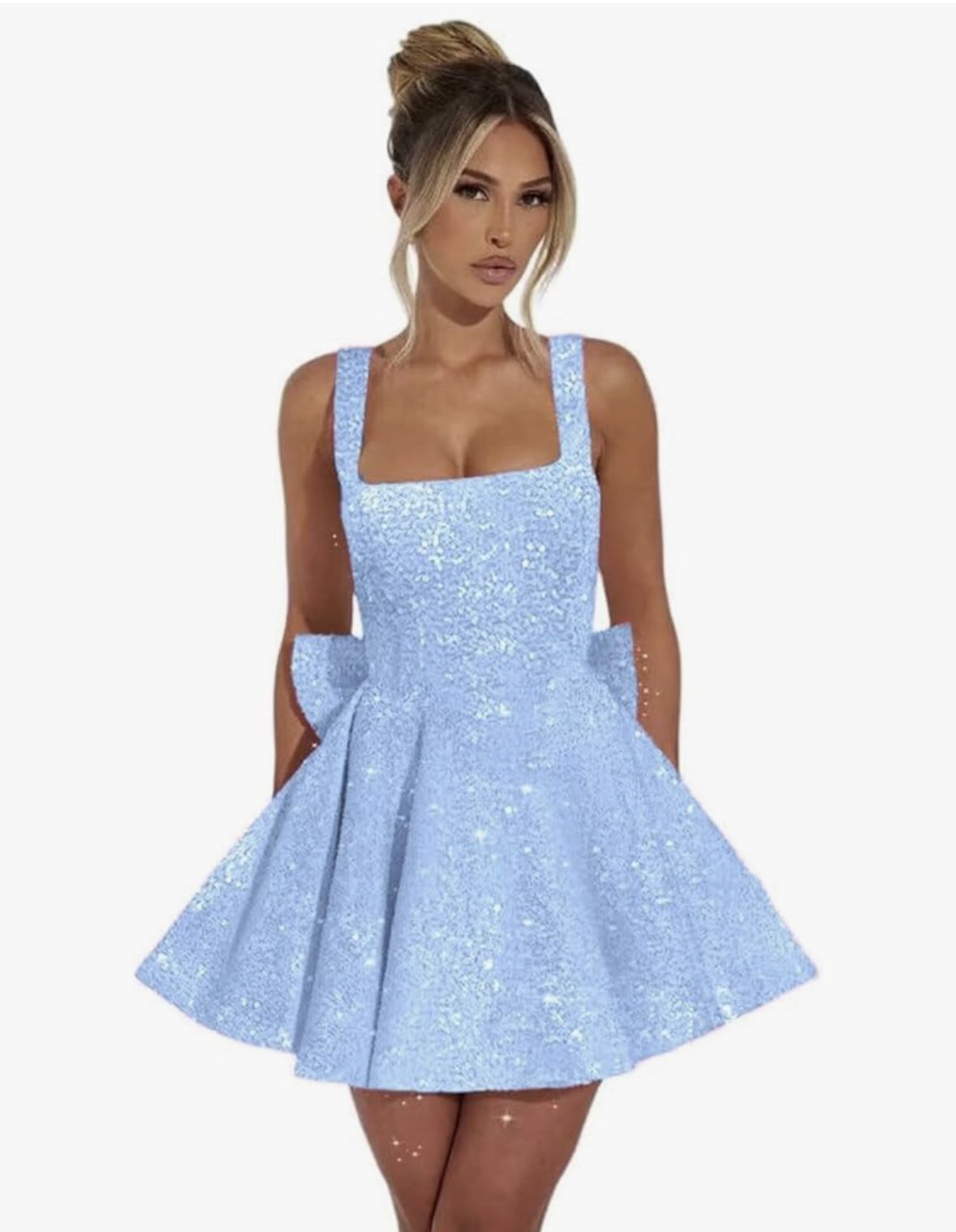 Sequin Homecoming Dress with Bow