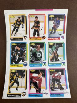1986-87 OPC O pee Chee HOCKEY UNCUT SHEET OF 9 BLANKBACK PROOF 