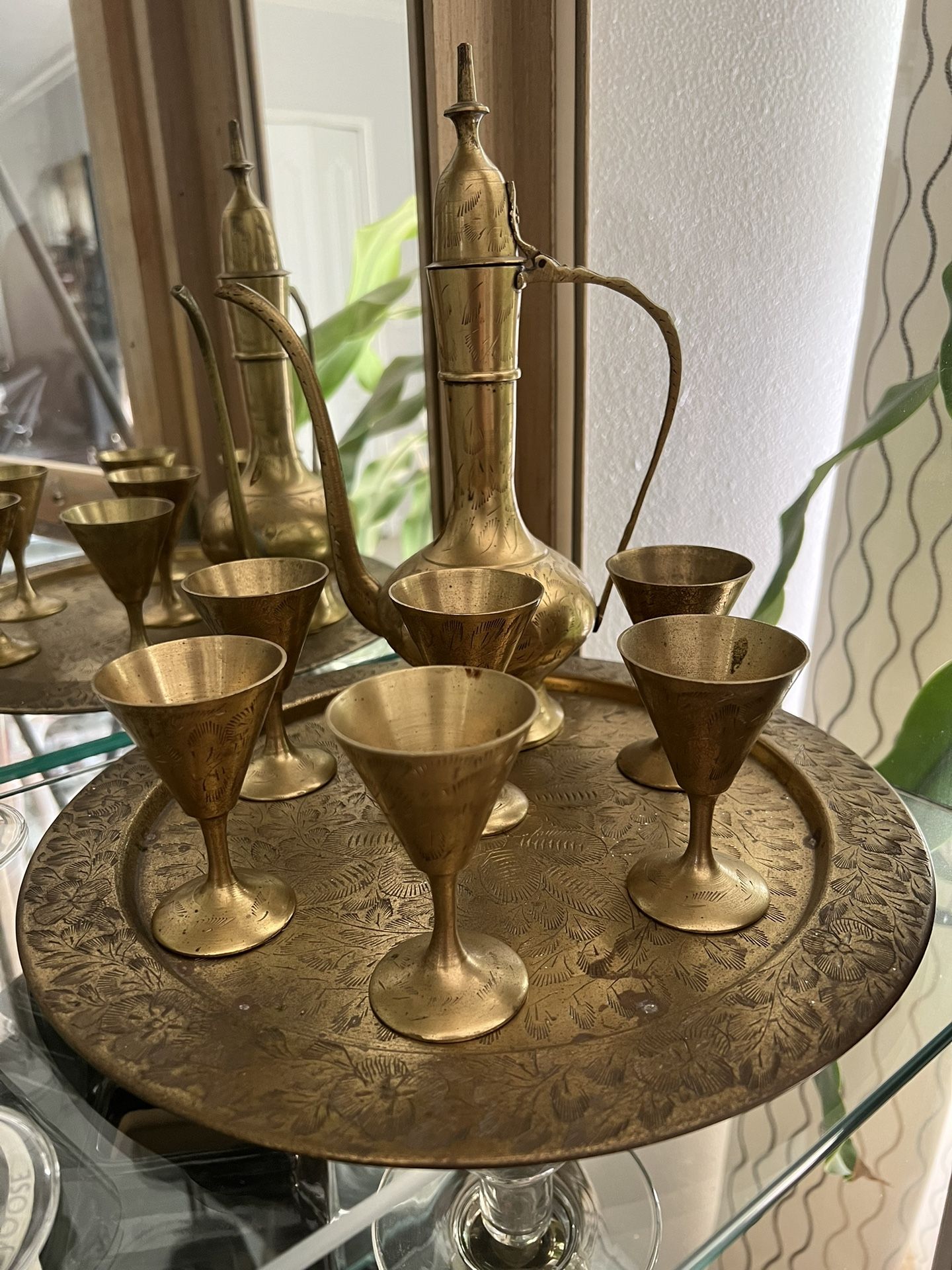 Vintage Brass Tee Pot Set