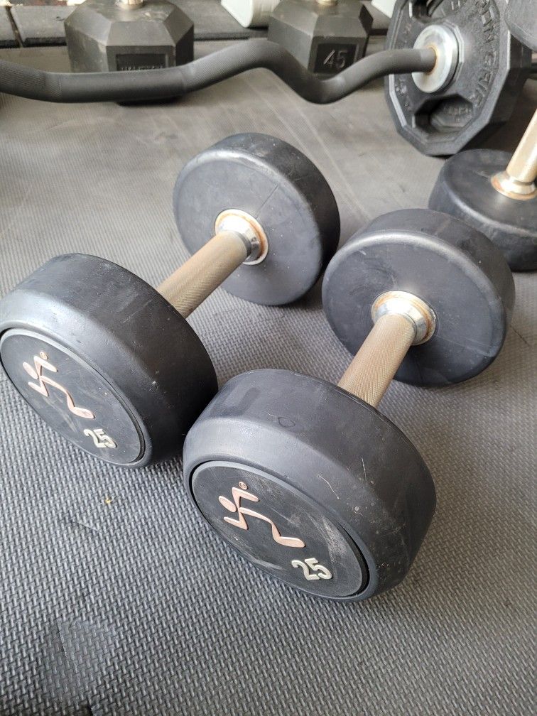 Dumbbells (2x25Lbs) for $50 Firm (Walnut 91789)