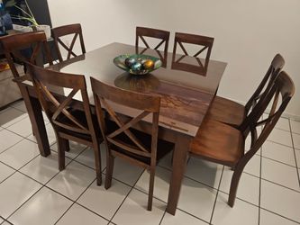 Wood Dining Table with 8 Chairs
