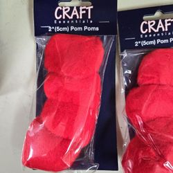 Craft 2" (5cm) Red Pom Poms