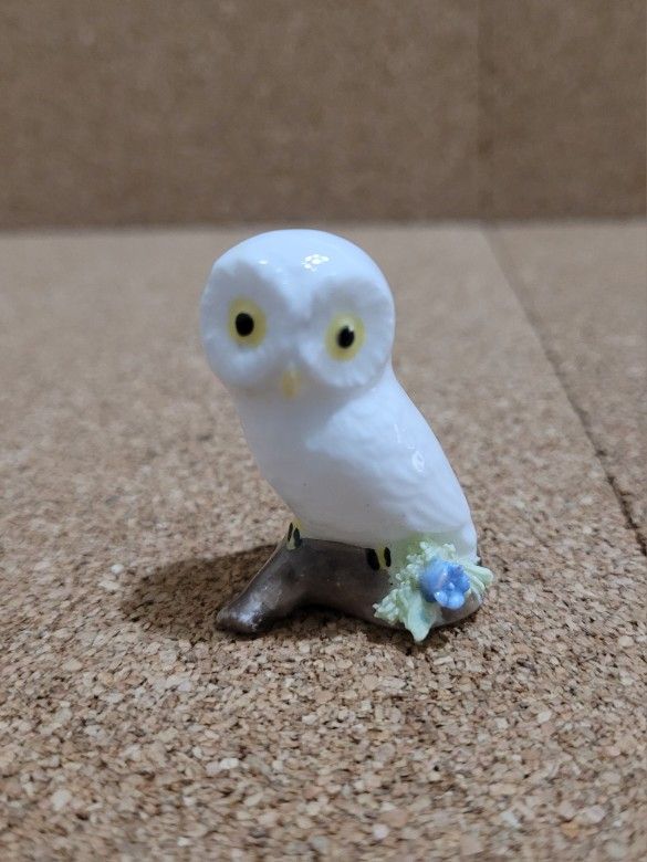 Vintage White Owl Bone China Figurine 1.5" Tall.