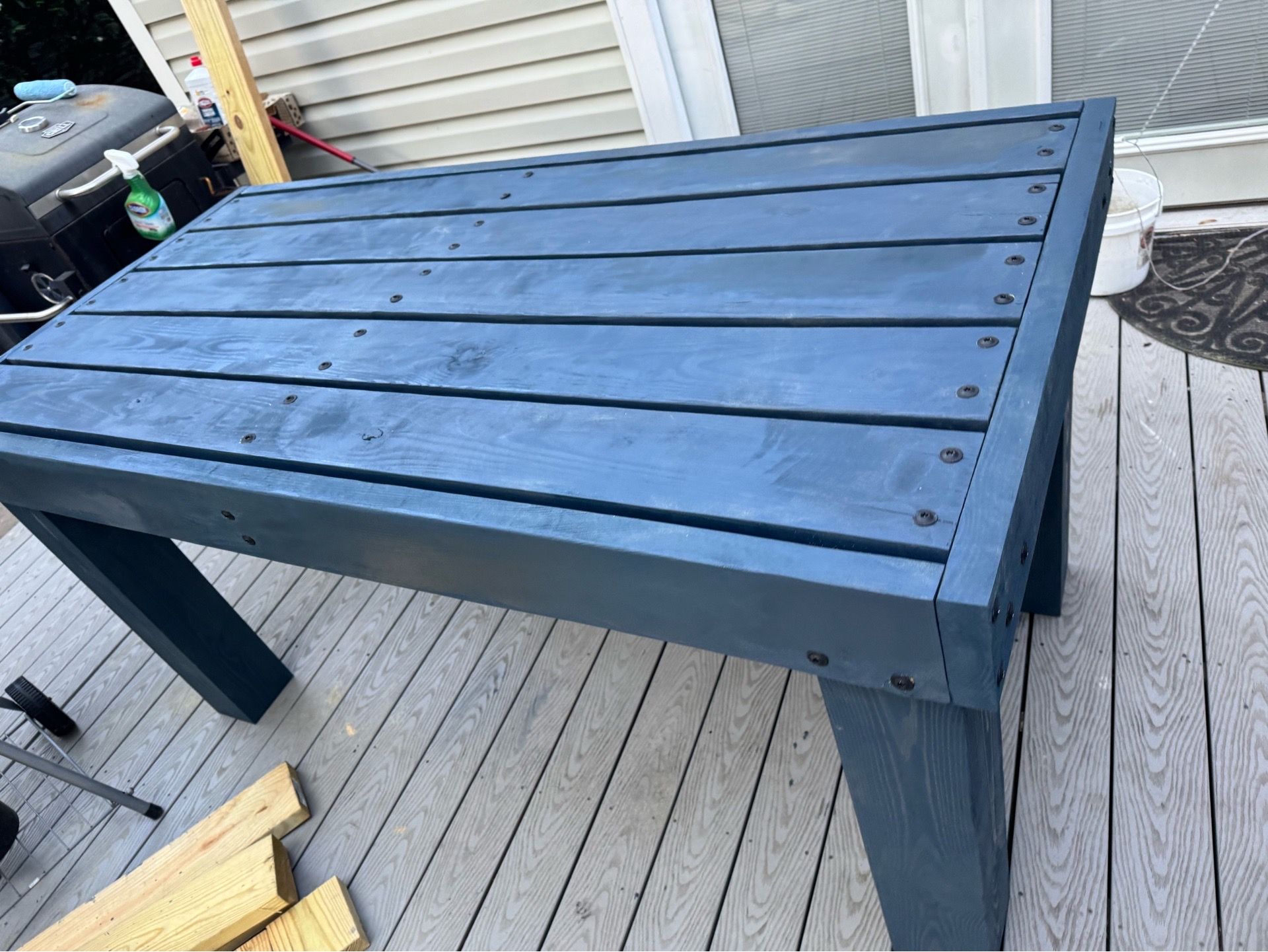 Blue grey farmhouse table