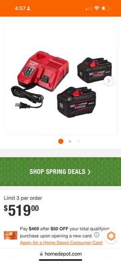 Milwaukee M18 18V Lith-Ion REDLITHIUM FORGE XC 8.0 Ah Battery w/ FORGE 12. 0Ah Battery & Charger