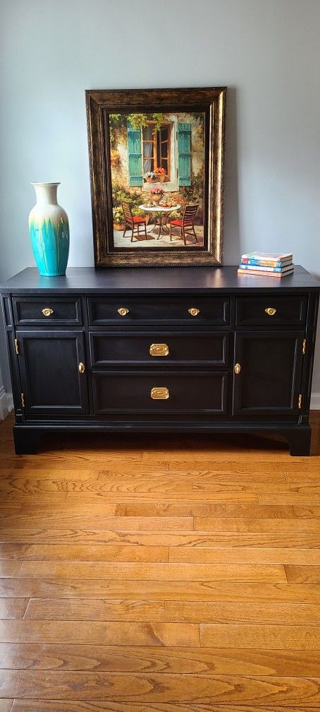 Antique refinished buffet entertainment center
