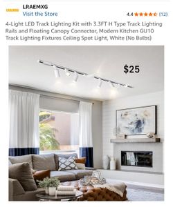 NEW. 4-Light LED Track Lighting Kit with 3.3FT H Type Track Lighting Rails and Floating Canopy Connector, Modern Kitchen GU10 Track Lighting Fixtures 