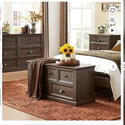 Dresser for Bedroom,5 Drawer Bedroom Dresser, White Dresser Organizer Storage Closet Storage Chest Storage Trunk, Farmhouse Wood Rustic Storage Bench,