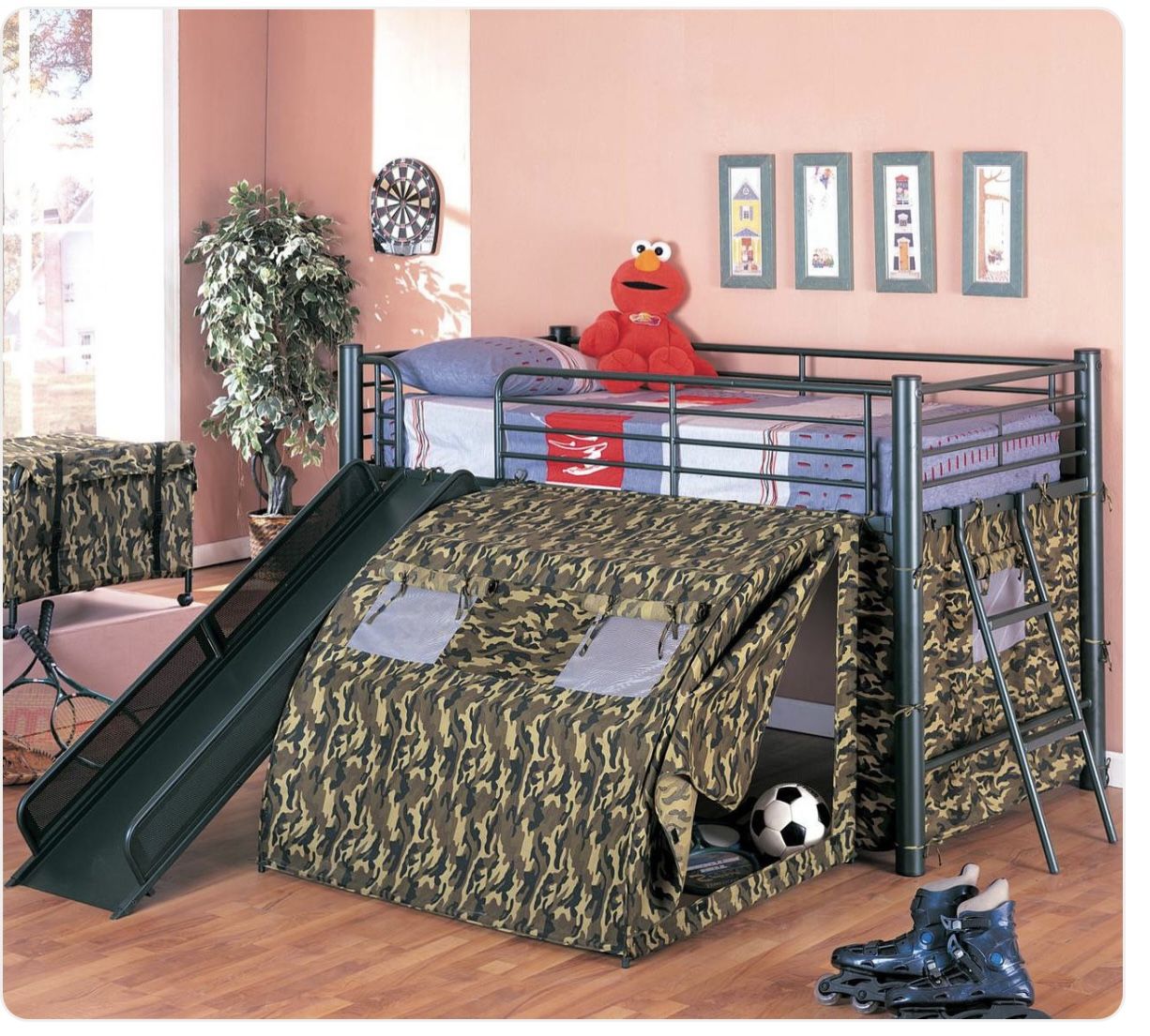 Punk Bed With Slide And Tent.  