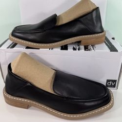 New Women Dolce Vita Black Flirty Casual Slip On Loafers Leather Stack Heel - 6/7/7.5/8/8.5