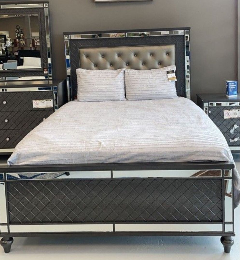 Refino Gray LED Panel Bedroom Set