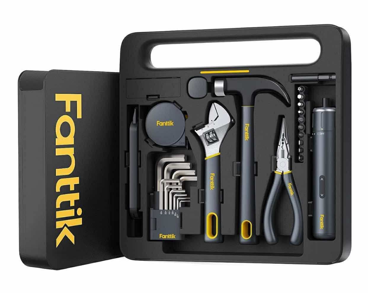 Fanttik S1 NEX Studio Electric Screwdriver Tool Kit, 3 Torque Settings, Max 6N.m, 10 Magnetic Bits, 7 Types Tools, Hex Keys, Spanner, Claw Hammer, Hou