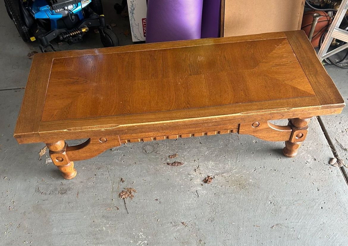 Coffee Table Oak Heavy wood Vintage 56x23x16