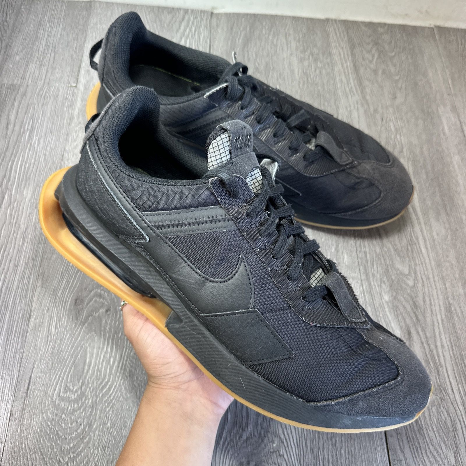Nike Air Max Pre Day Mens Size 14 Triple Black Gum Sneakers Shoes