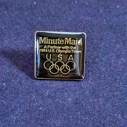 Vintage Minute Maid Sponsor USA Olympics Enamel Lapel Hat Pin 