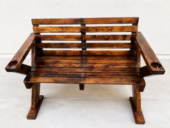 🔥 Handmade Rustic Outdoor Bench with Cup Holders 🔥