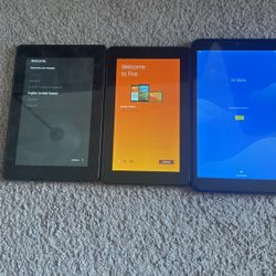 2 Amazon Kindle Fires And A ONN. Android Tablet