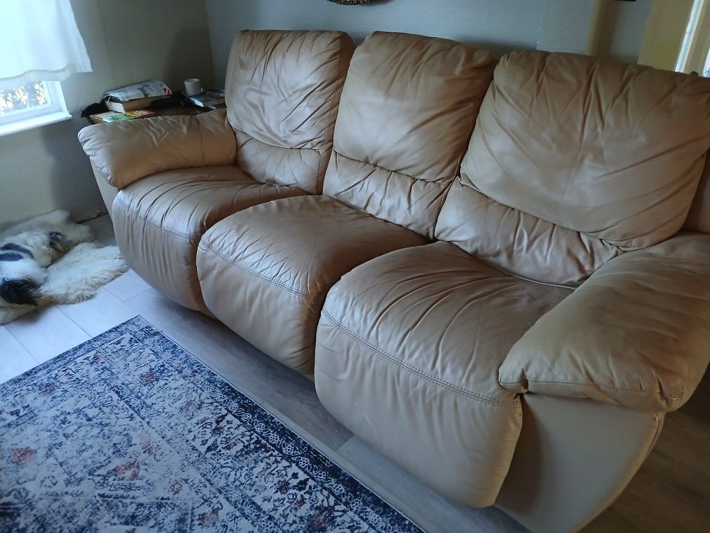 Leather Couch W/ 2 Recliners