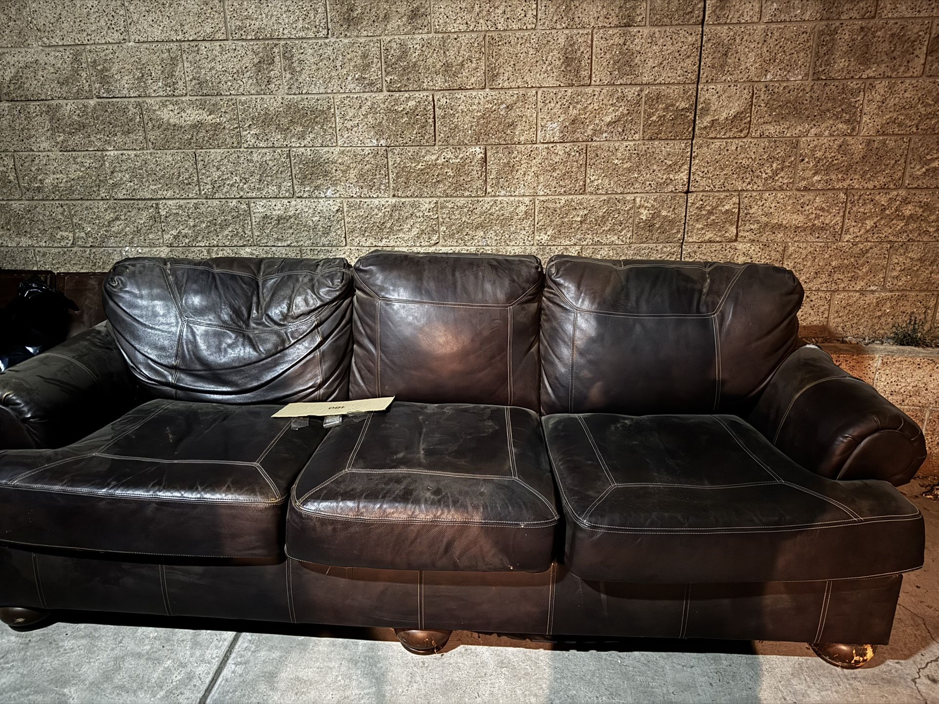 3 Piece Set Full Leather Sofa FREE