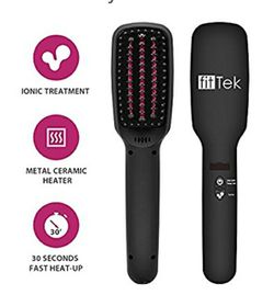 NEW! Hair Straightening Brush - Ceramic Hair Straightener Brush with Ionic Treatment and MCH Heating Function, 2 in 1 Electric