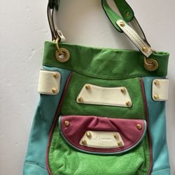 B Makowsky Colorblock Leather Handbag