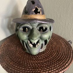 Vintage Cast Iron Witch Candle Holder 