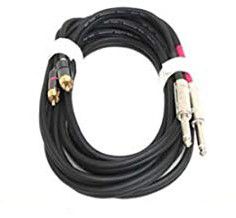 GLS Audio 12ft Patch Cable Cords - Dual RCA To Dual 1/4" TS Black Cables - 12' Pro Series Cord