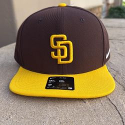 New Nike San Diego SD Padres Pro Baseball Hat Dark Cinder Brown Yellow Friars MLB M/L