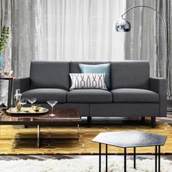 3 Seater Sofa Gray Linen New 