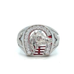925 Sterling Silver CZ Horse Shoe Ring 7.80g Size 11 180427/2