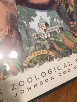 Rare framed poster Bronx Zoo 1989 New York Zoological Society