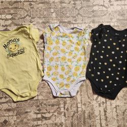 3 Pack of Girl's 12M Member's Mark Mama's Main Squeeze Lemon Daisy Bodysuits