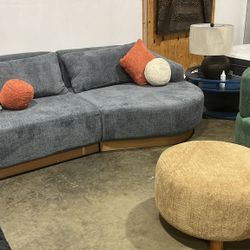 Brand New🧚 Delivery and Finance Available 🧚Catania Anthracite Curved 2 Piece Sectional Sofa ▪️# Sofa # Loveseat # Couch # Living Room Set