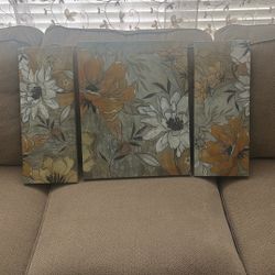 Three Piece Flower Painting