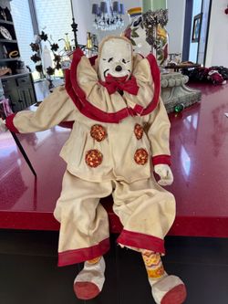 Vintage Janfer Wooden clown doll/ Jane C. Furbee