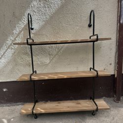 Wall Shelves Black Metal and Wood 