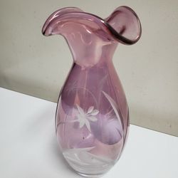 Lenox Floral Etched Amethyst Glass Vase
